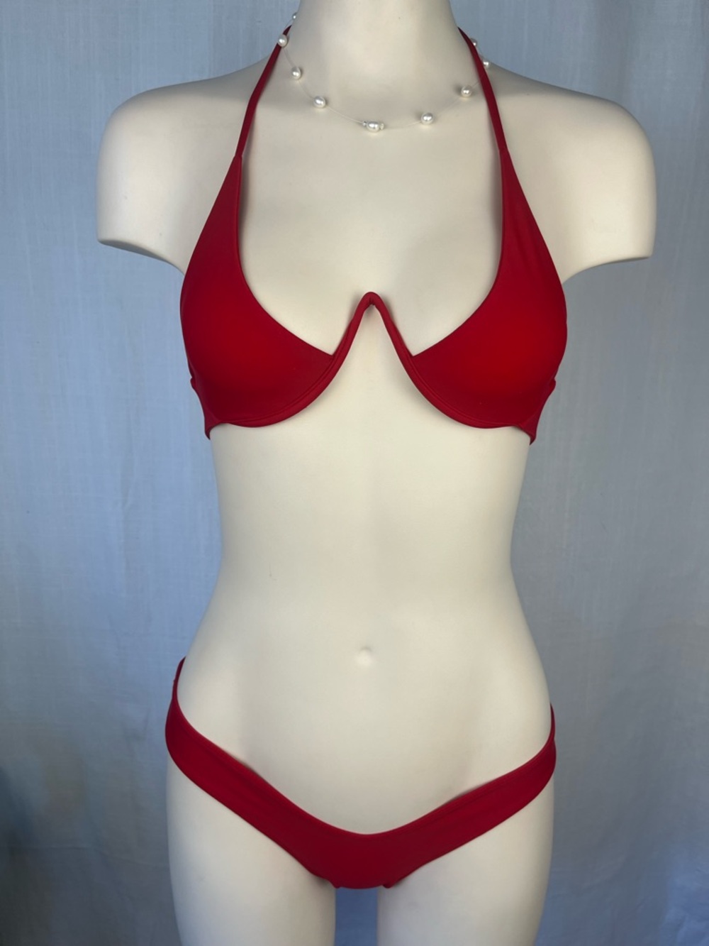Bamba swim Women's Red V-Wire Halter Bikini Set